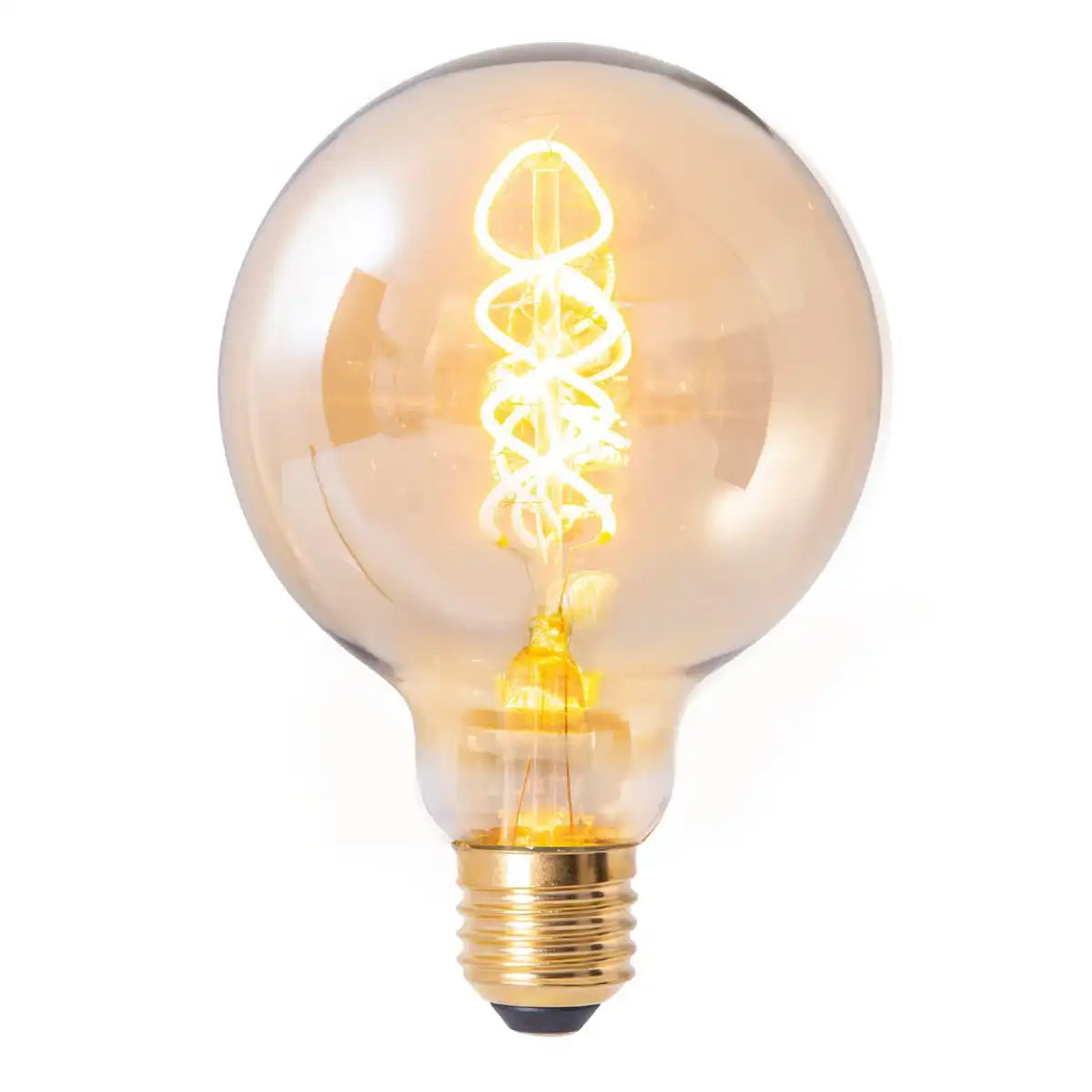 LED Leuchtmittel "DILLY" 3er-Set mit E27-Fassung, 4 Watt Ø 9,5cm, aus Metall und Glas, amber