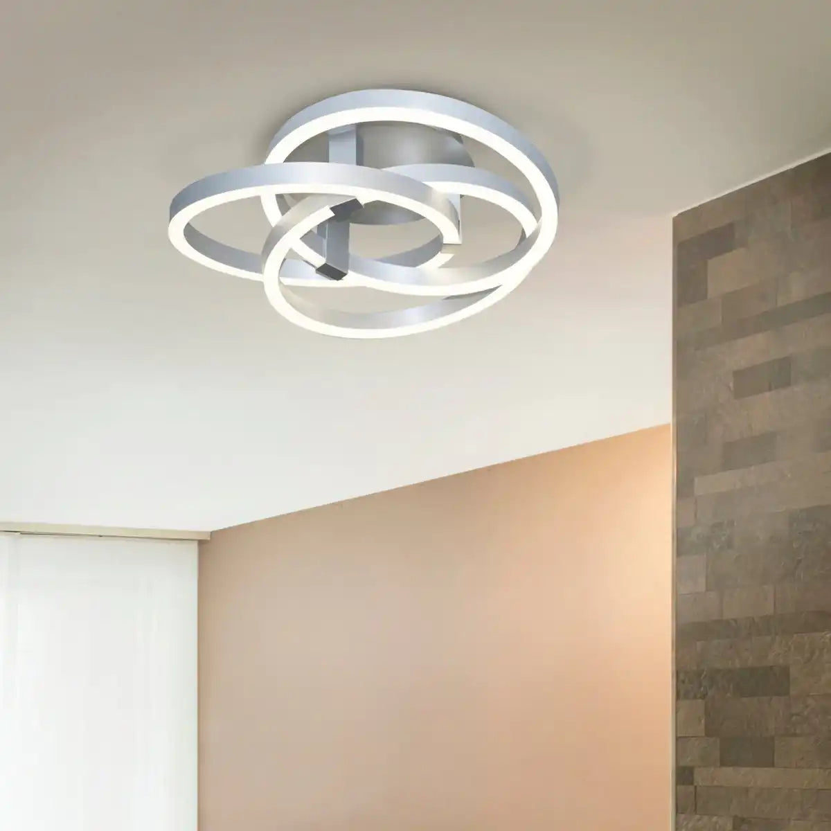 Smart Home LED Deckenleuchte "DIVORA" Ø 70 cm, Deckenlampe aus Metall, Aluminium gebürstet und weißem Kunststoff, mit vielen Funktionen, fest verbauten LEDs, Beleuchtung für Wohnzimmer, Esszimmer Büro oder Diele