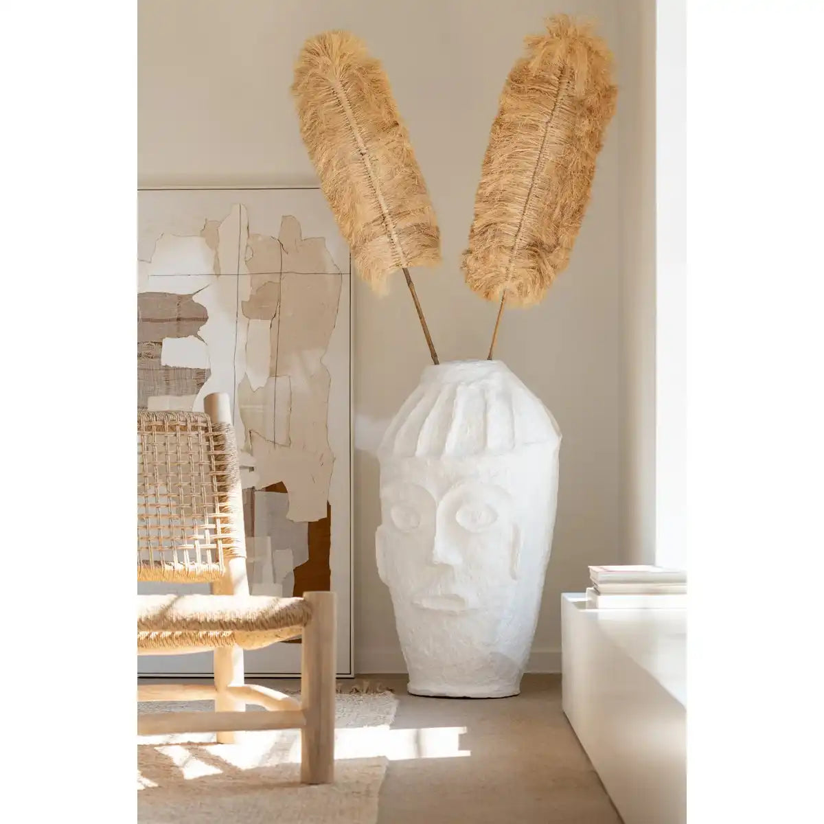 J -Line Flowerpot Face - Papiermache - Weiß - 95 cm hoch