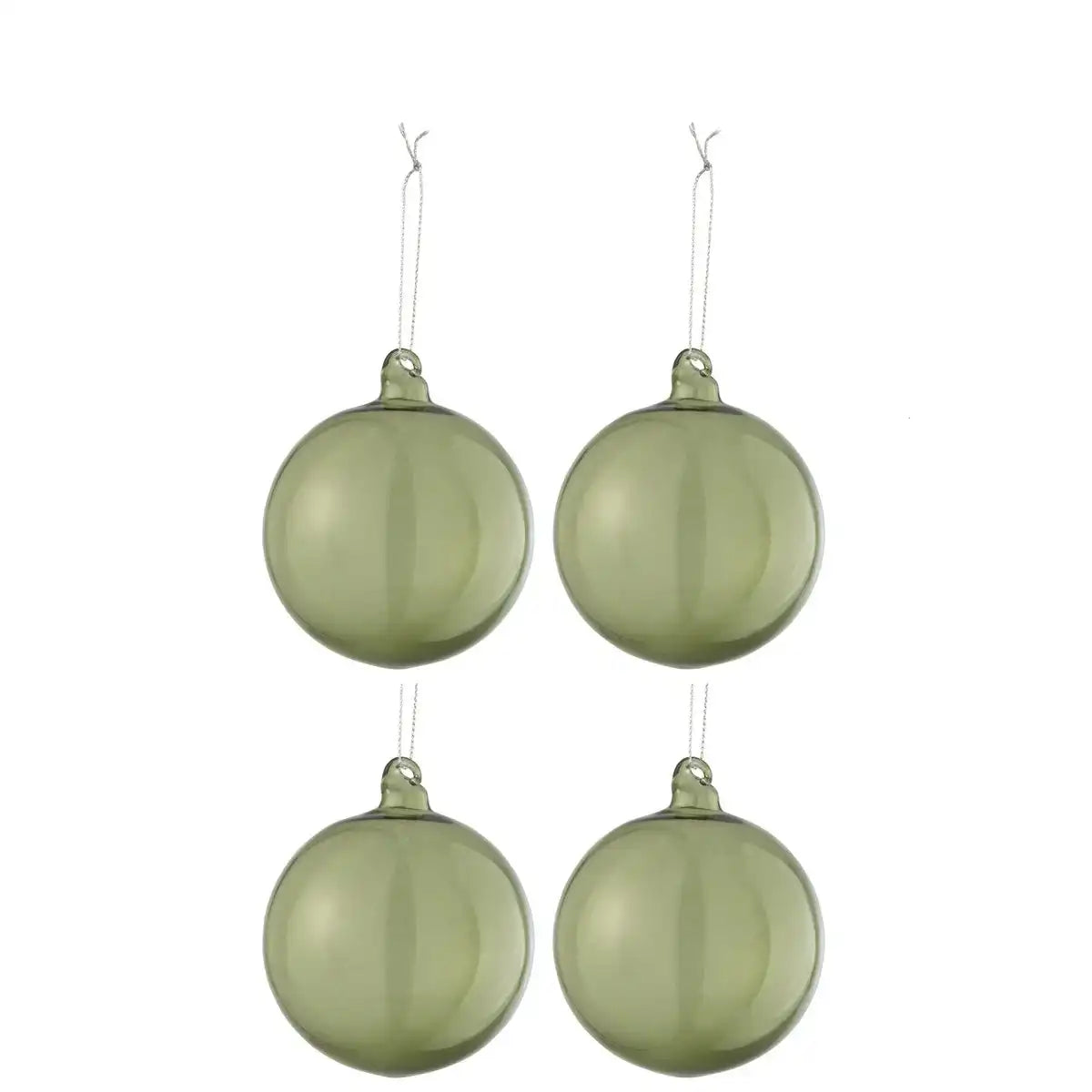 J-Line Weihnachtskugel, schlicht – Glas – grün – mittel – 4er-Box