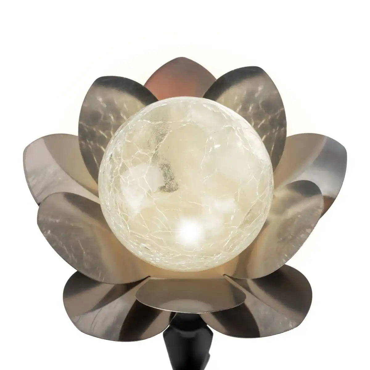 Solar-Deko-Erdspieß 3er Set "LULE" Ø ca. 10 cm, ca. 20 cm hoch, Edelstahl, Glas mit Crackle-Effekt