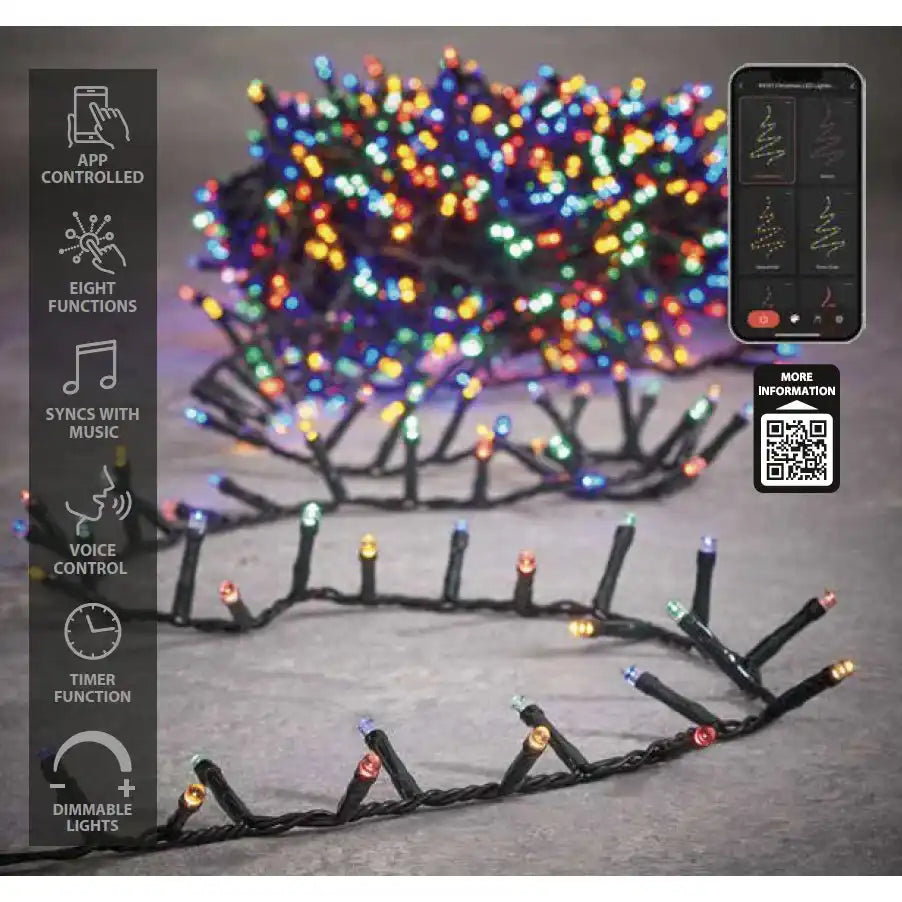 Schlangen-Weihnachtsbaumbeleuchtung mit 1000 LED-Lichtern – L2000 cm – Mehrfarbig