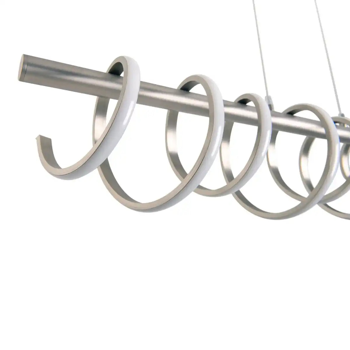 LED Pendelleuchte "BELLEZA", moderne Pendellampe aus Metall und Kunststoff in Nickel matt und Weiß, mit fest verbauten LEDs, 100 cm lang. Die ideale Beleuchtung für Wohnzimmer, Esszimmer oder Küche.
