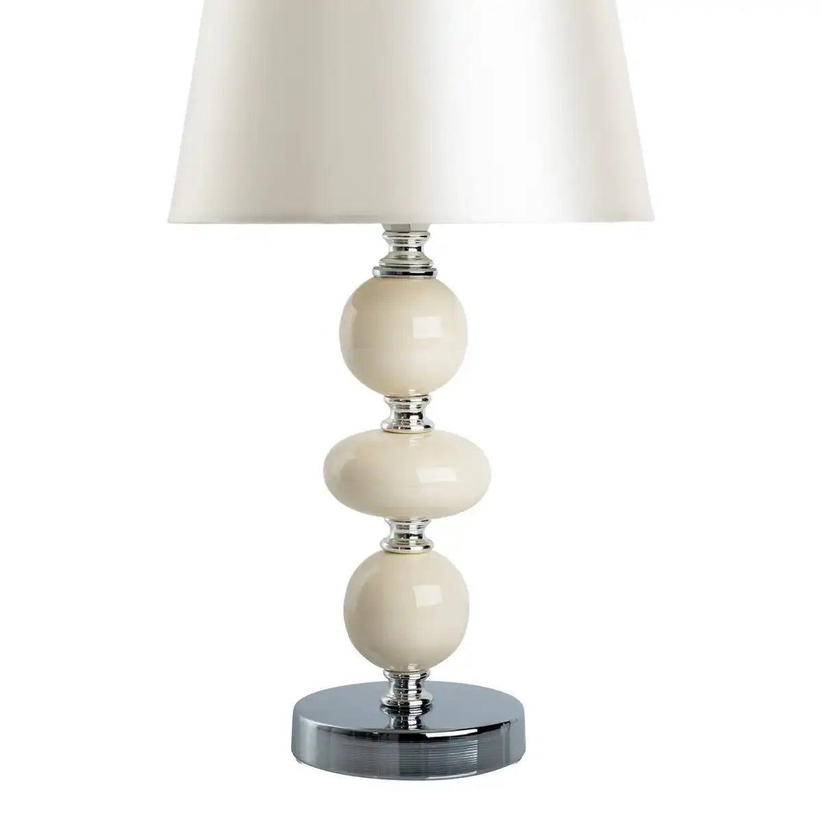 Keramik Tischleuchte "ARAGA" 36 cm hoch, Tischlampe aus Metall, Keramik, mit Textilschirm, beige, mit E14-Fassung, Beleuchtung für Esszimmer, Wohnzimmer, Diele oder Büro