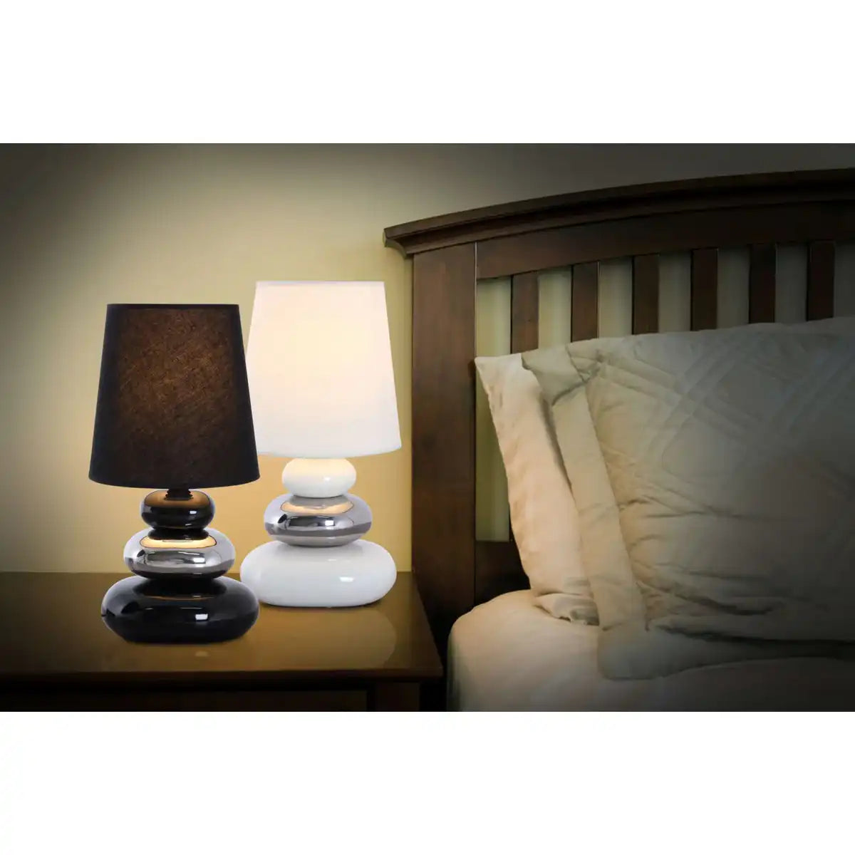 Keramik Tischleuchte "STONEY", Tischlampe aus Keramik, weiß, mit E14-Fassung, Tischlampe für Esszimmer, Wohnzimmer, Diele oder Büro, oder als Nachttischlampe, 31 cm hoch