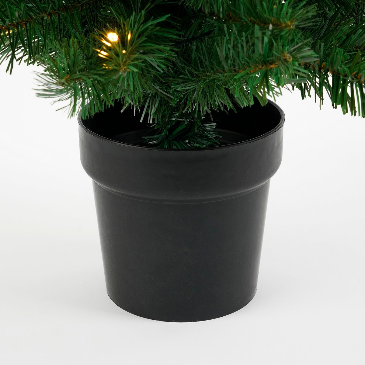 Künstlicher Weihnachtsbaum im Topf mit LED-Beleuchtung – H90 x Ø50 cm – Grün