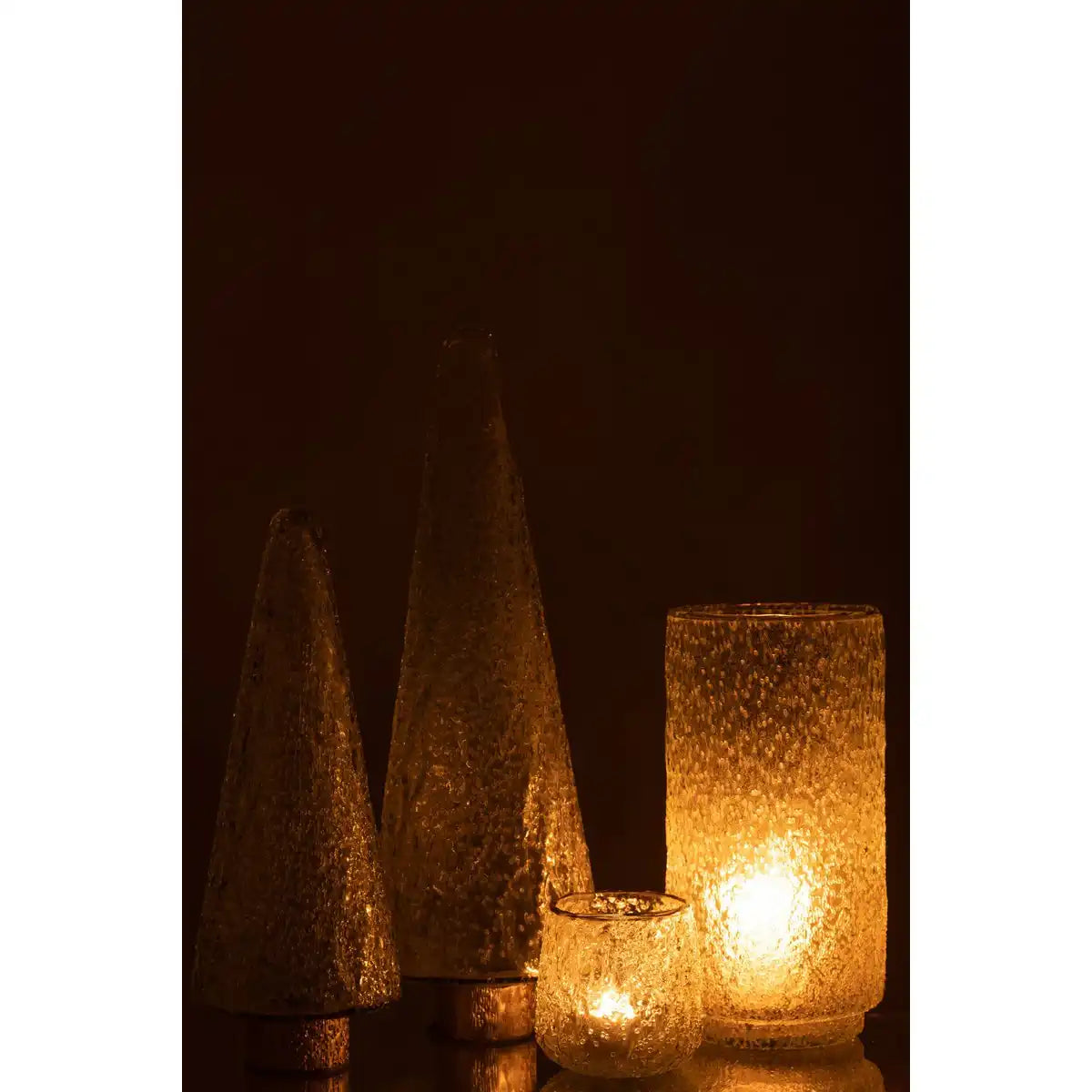 J-Line Dekoration Weihnachtsbaumsockel – Glas – transparent – groß