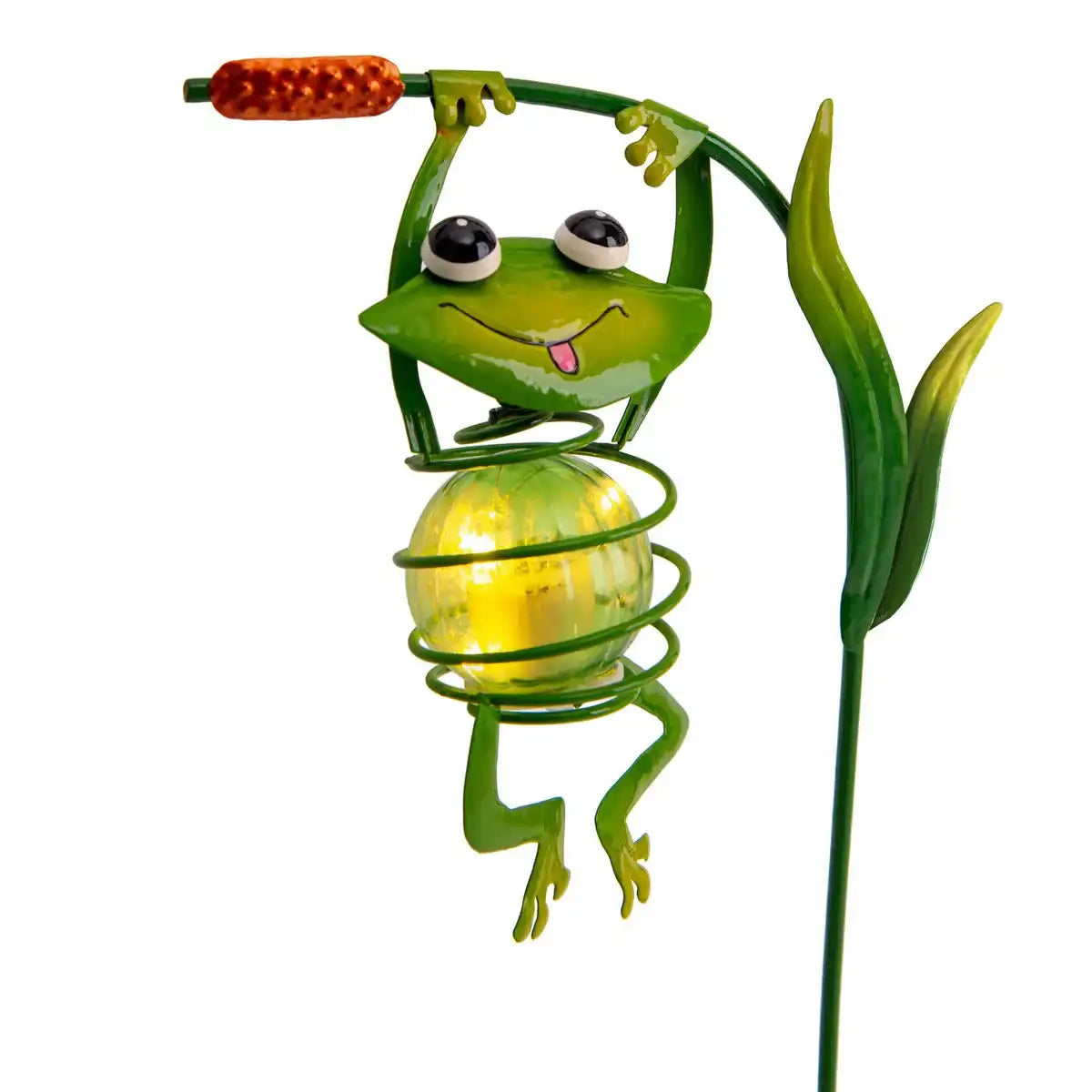 2er Set Solar-Deko-Hängeleuchte "FROSCH" ca. 20 und 66 cm hoch, aus bemaltem . Dämmerungssensor;
