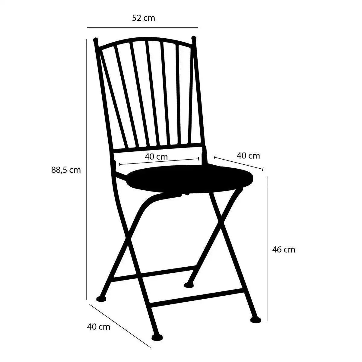 Cambria Bistrostuhl – L40 x B52 x H89 cm – Metall – Schwarz - HomeDesign Knaus