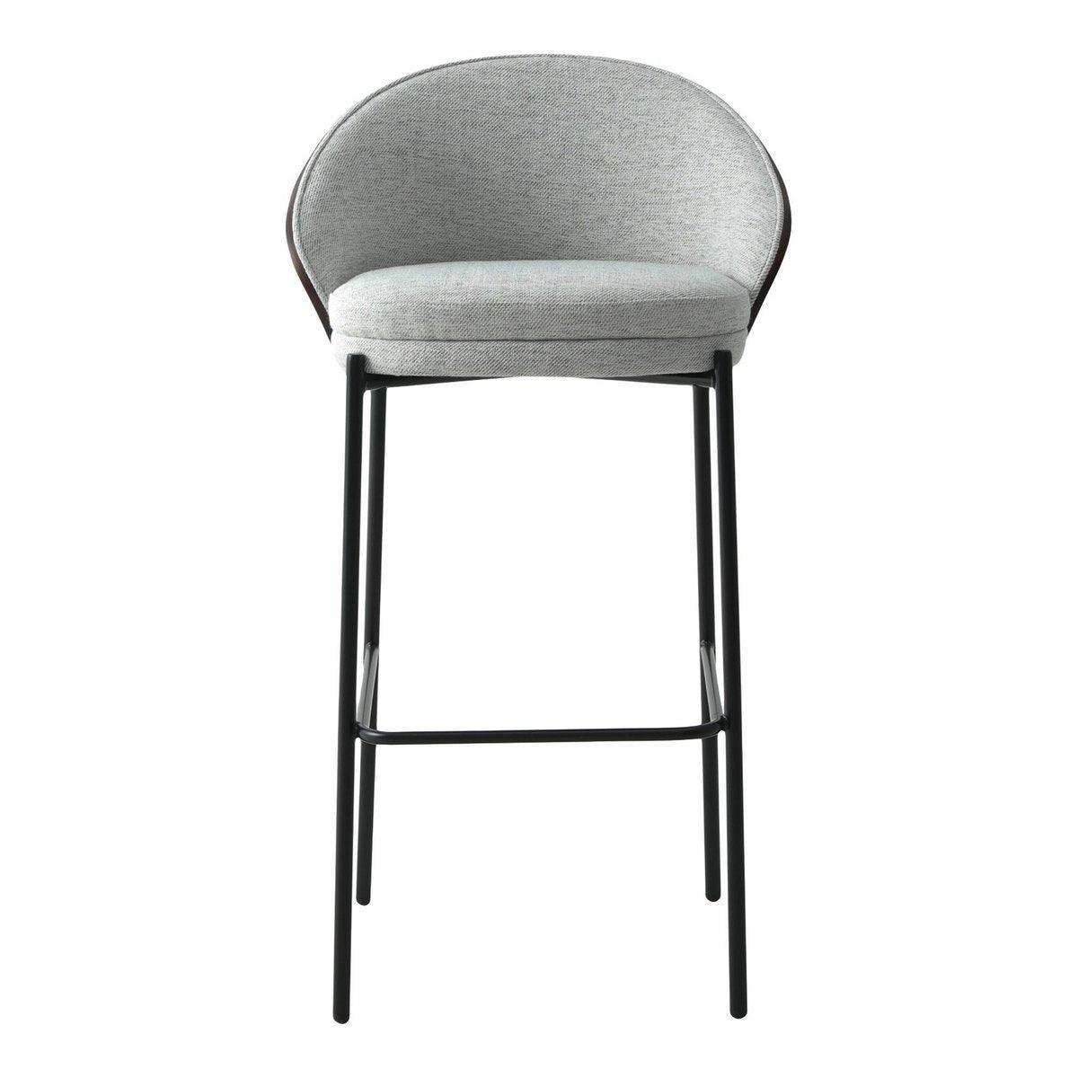 Canelas Bar Chair – Barstuhl, hellgrau mit dunkelbrauner Rückenlehne und schwarzen Beinen - HomeDesign Knaus