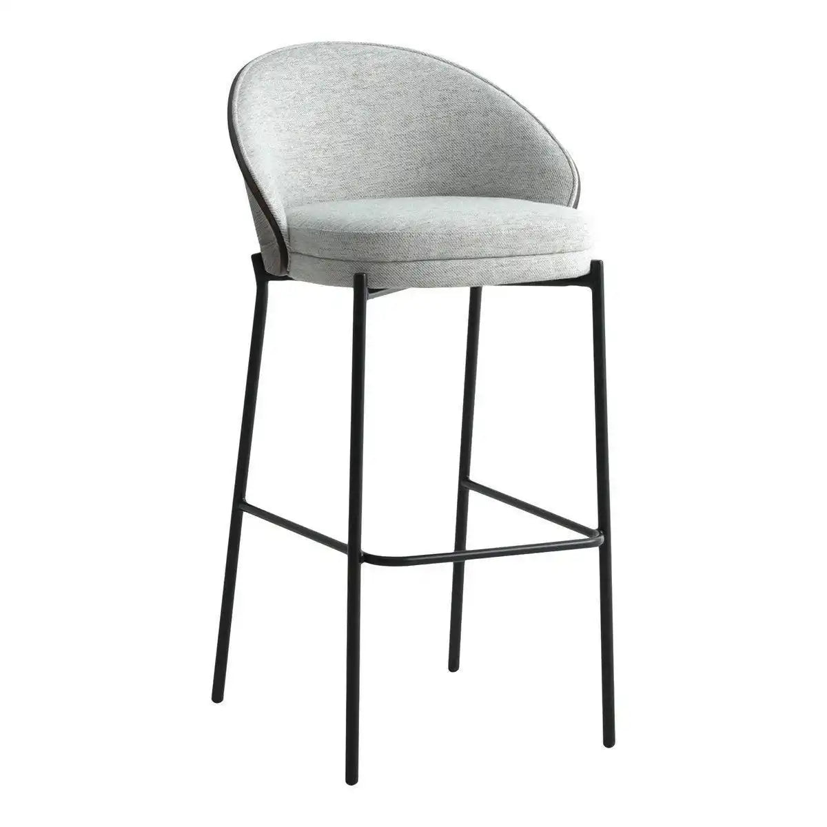 Canelas Bar Chair – Barstuhl, hellgrau mit dunkelbrauner Rückenlehne und schwarzen Beinen - HomeDesign Knaus