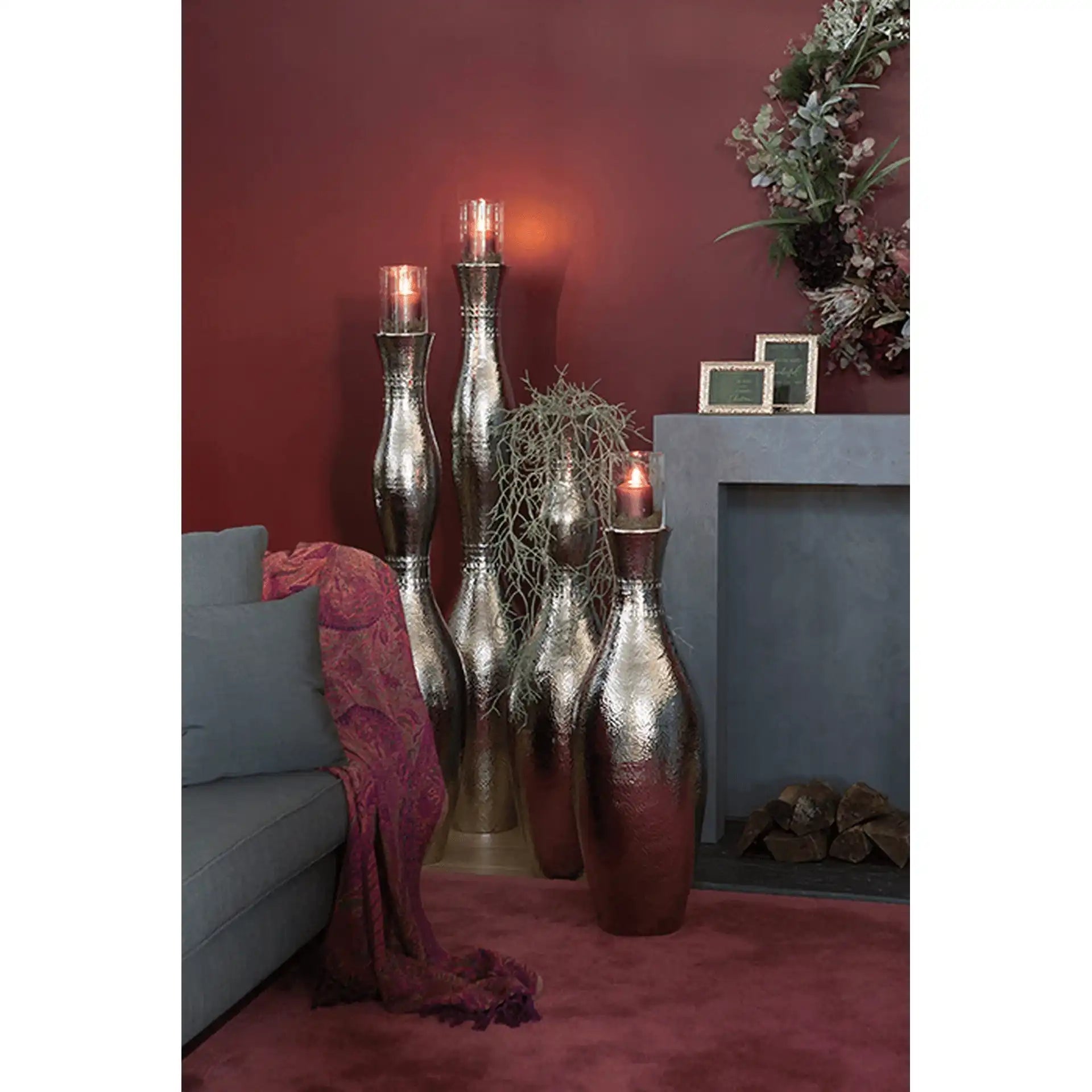 Carus Boden Kerzenständer Aluminium, vernickelt Aluminium poliert Bodenleuchter - HomeDesign Knaus