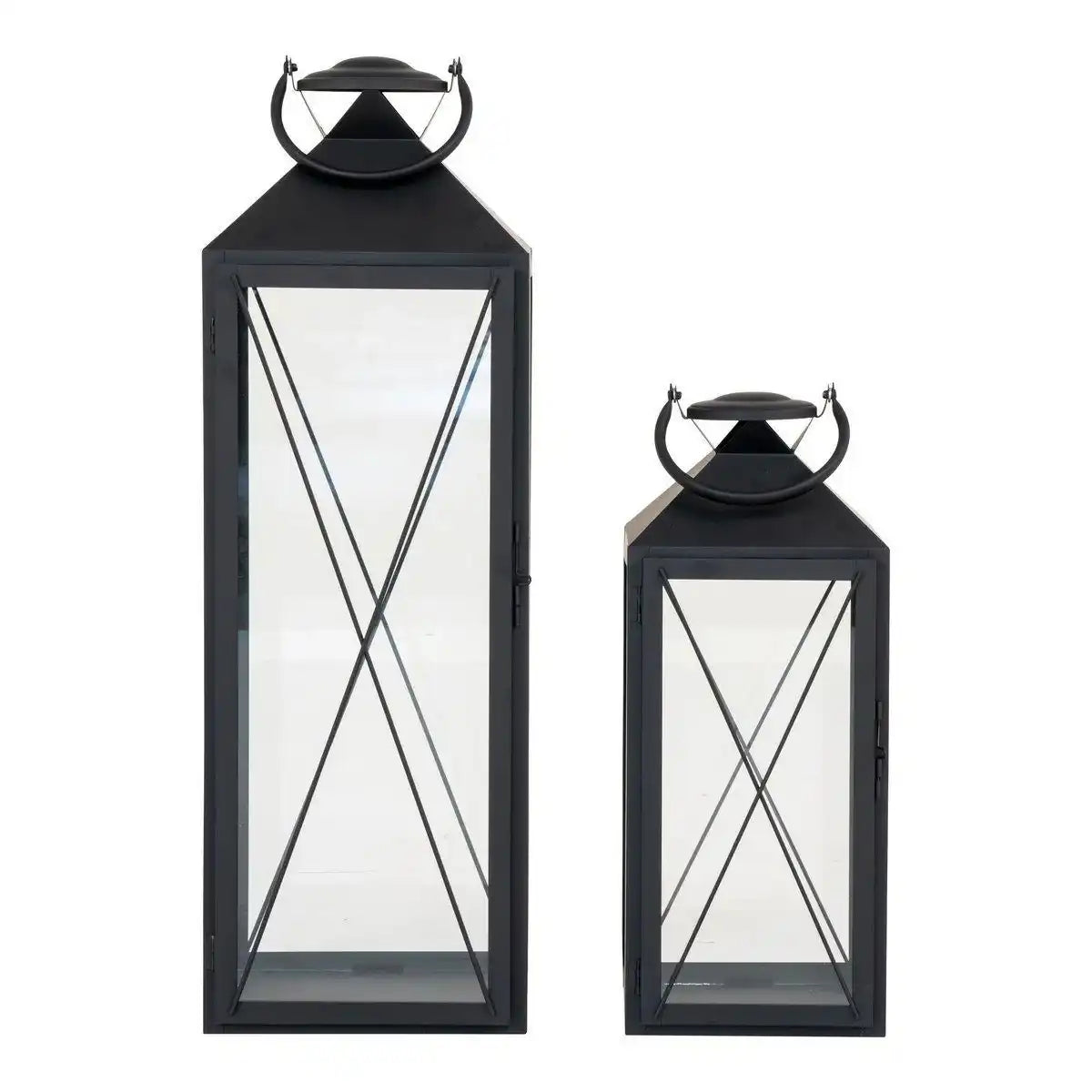 Casa Laterne, 2er-Set - Laterne, Stahl und Glas, schwarz, 2er-Set - HomeDesign Knaus