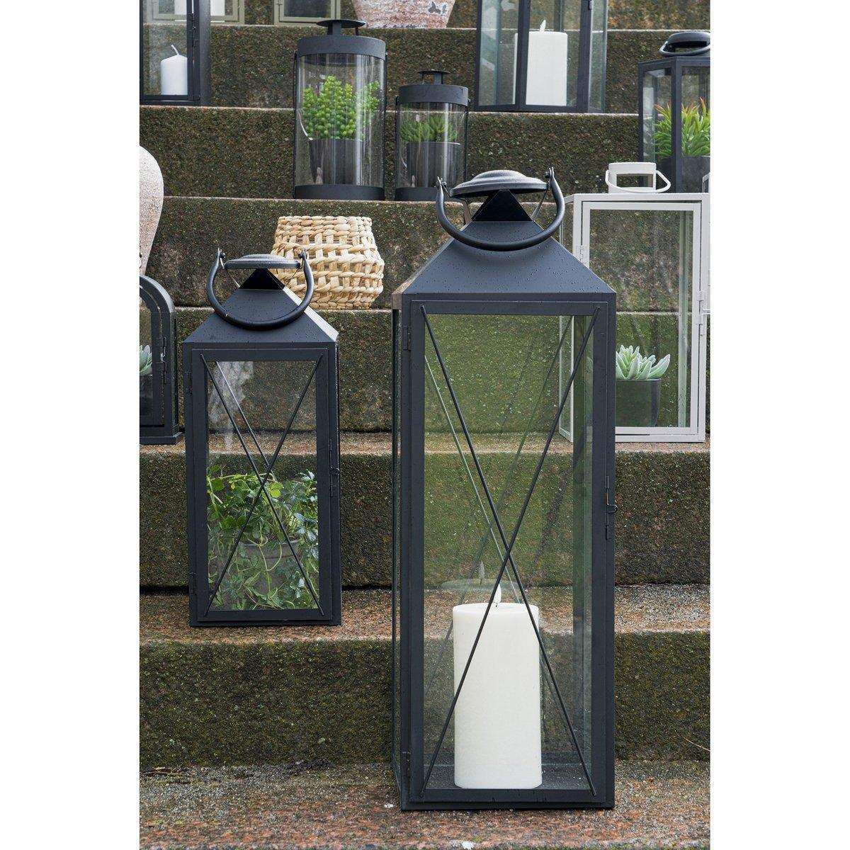 Casa Laterne, 2er-Set - Laterne, Stahl und Glas, schwarz, 2er-Set - HomeDesign Knaus