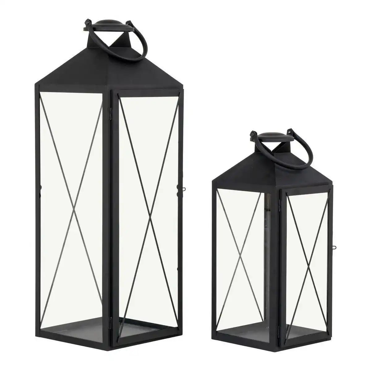 Casa Laterne, 2er-Set - Laterne, Stahl und Glas, schwarz, 2er-Set - HomeDesign Knaus
