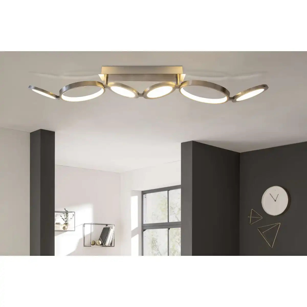 LED Deckenleuchte "STELARI" Länge 100 cm aus Metall in stahl-blank und weißem Kunststoff, mit fest verbauten LEDs, Deckenlampe für Wohnräume oder Büro