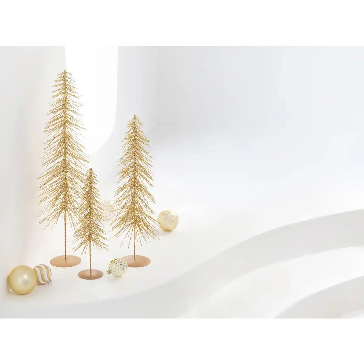 J-Line Weihnachtsbaum Glitzer Plastik Goldfarben klein