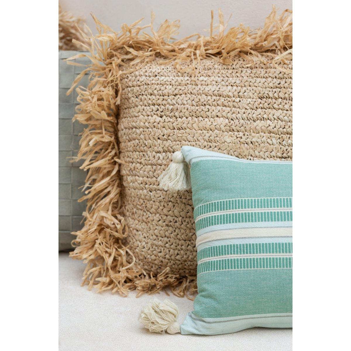 J-Line Kissen Square Raffia – Jute – Natur – klein
