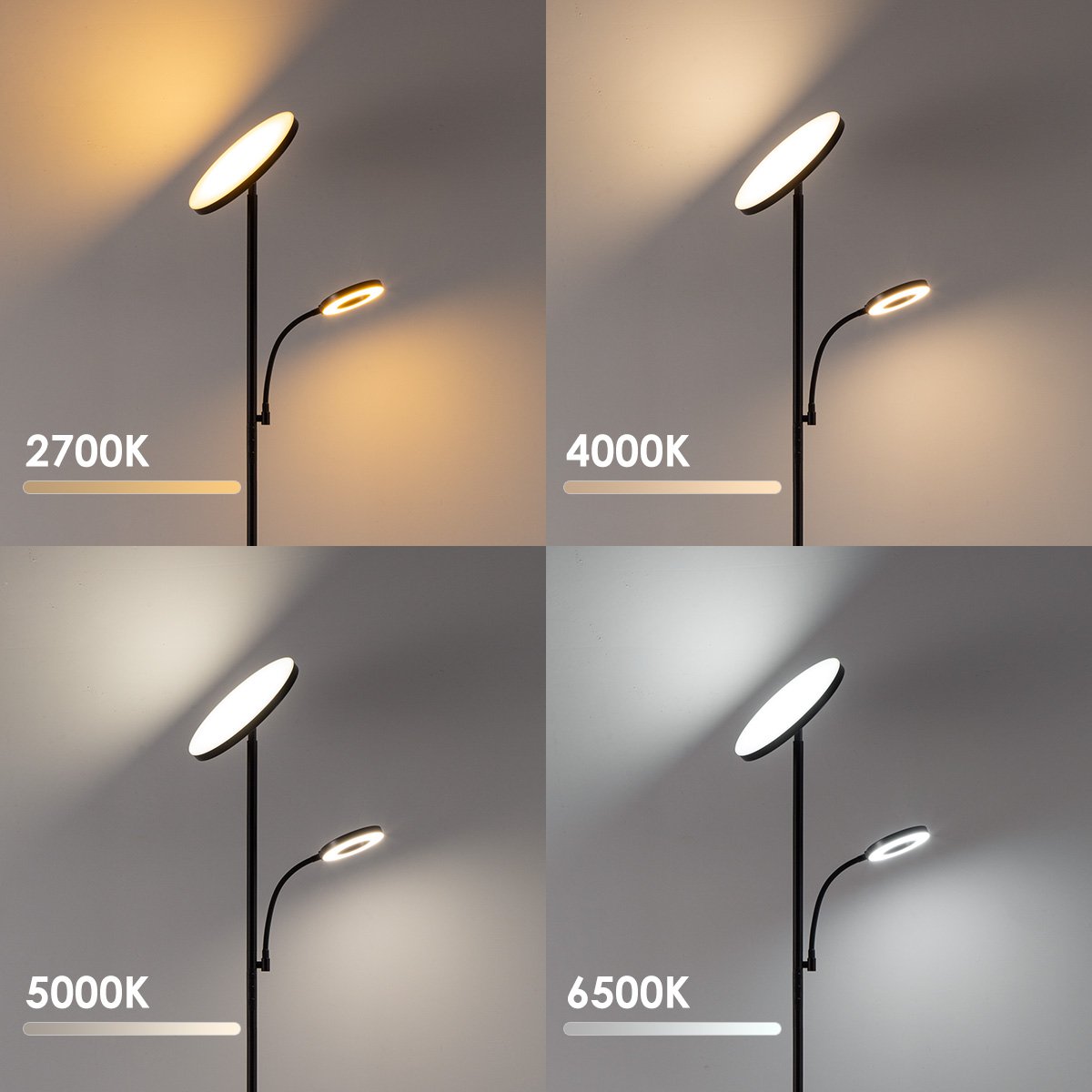 LED-Leselampe Stehleuchte Boden – Modernes Schwarz