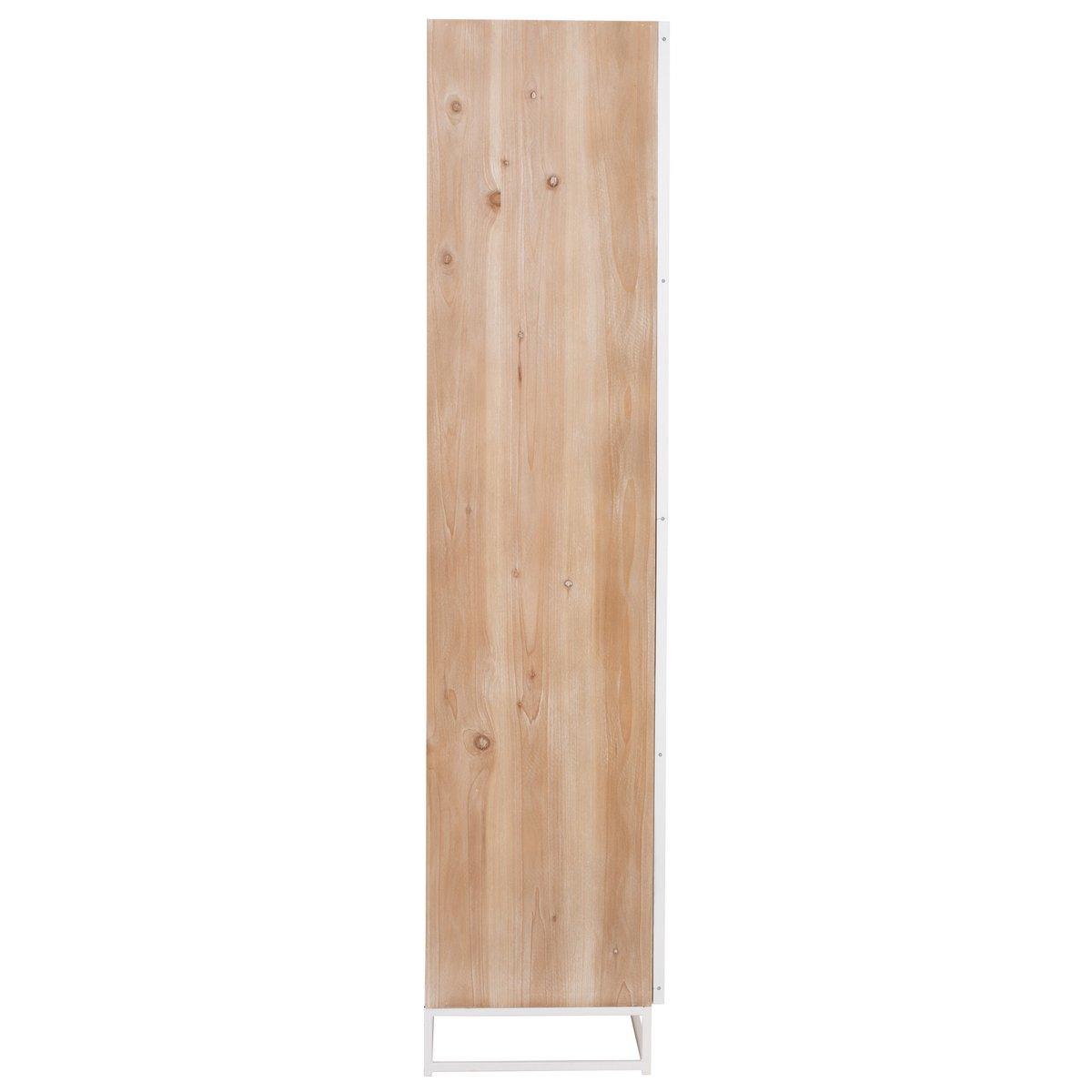 J-Line Schrank Hoch 2 Türen Zickzack – Holz/Metall – Natur/Weiß