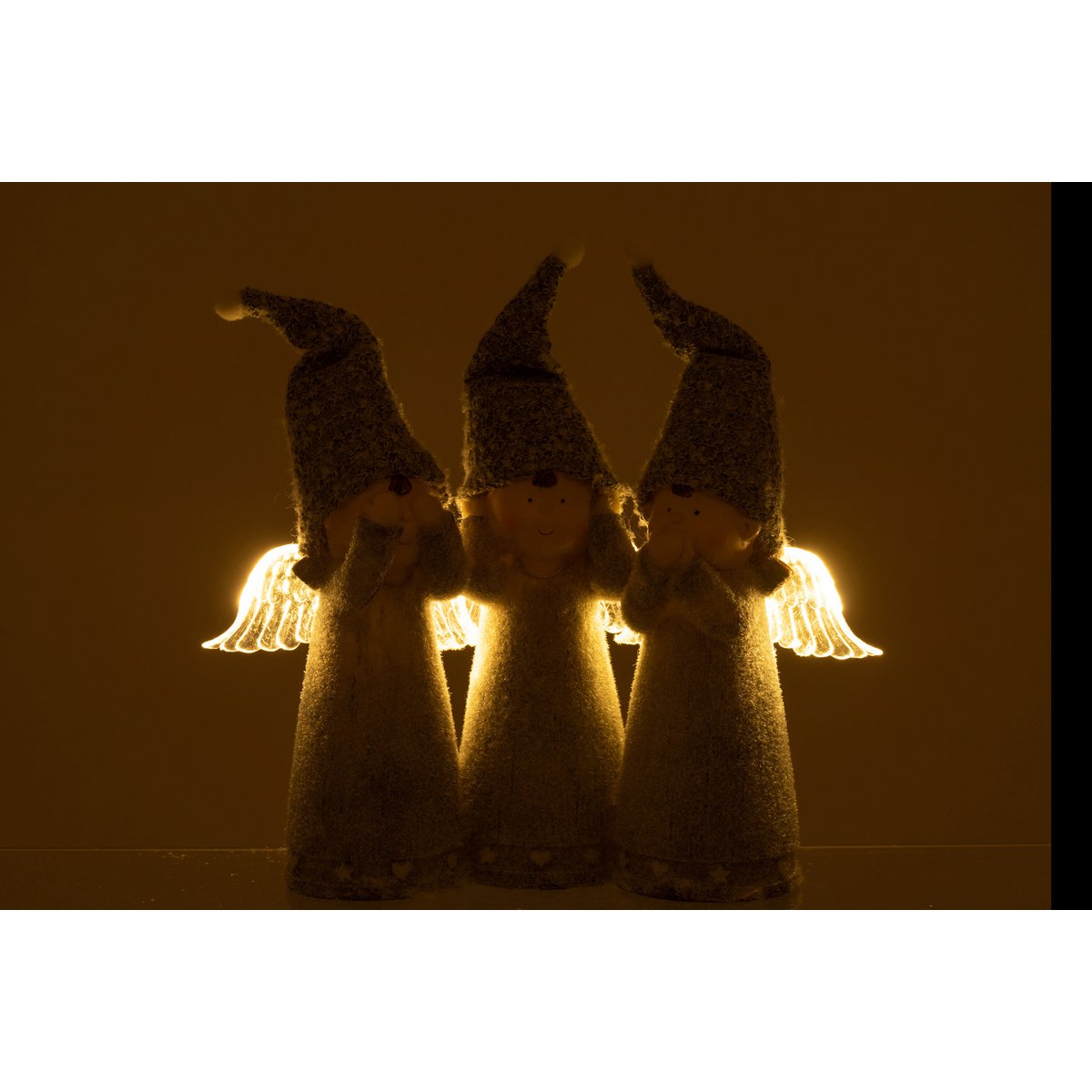 J-Line Engel 3-teilig Hear/See/Speak No Evil Poly Grey