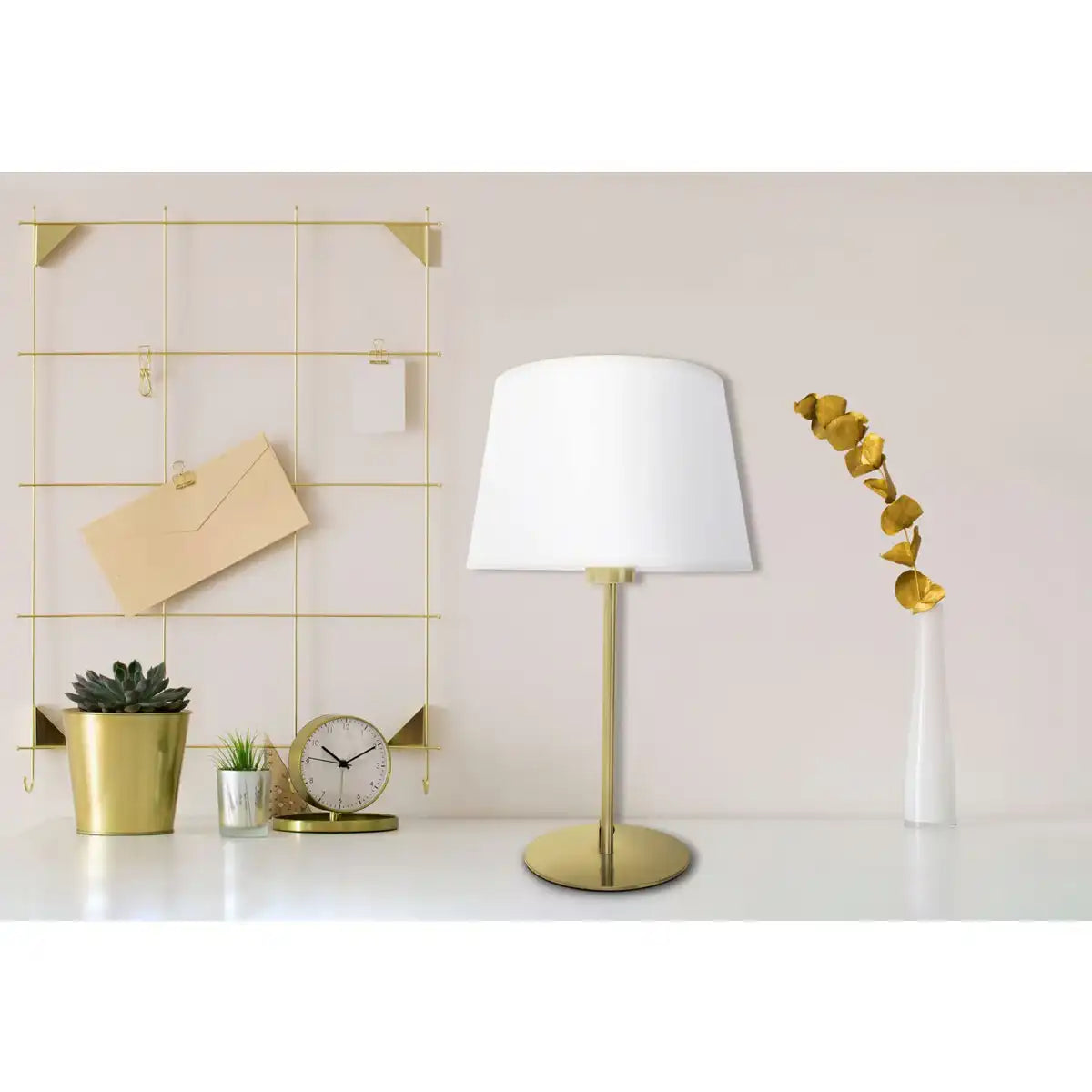 Tischleuchte "BOLOGNA" h: 45cm beige/messing