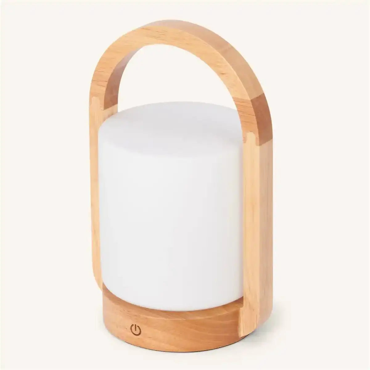 George Hellbraune wiederaufladbare Holzlampe – Glas, Griff und bis zu 100 Stunden Akku