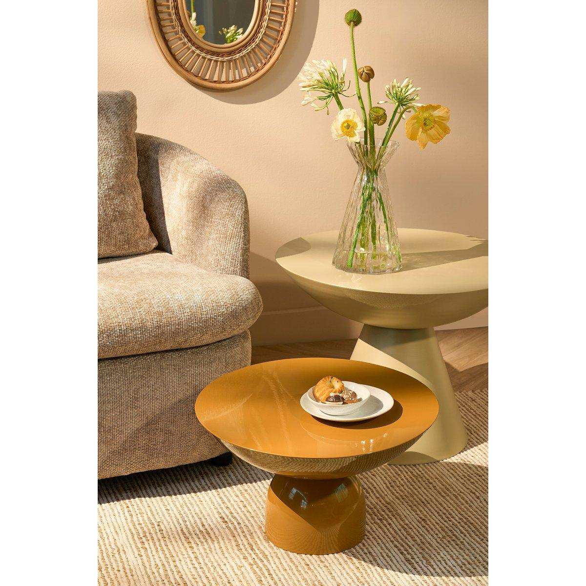Celise Side Table - H44 x Ø59 cm - Metall - Beige - HomeDesign Knaus