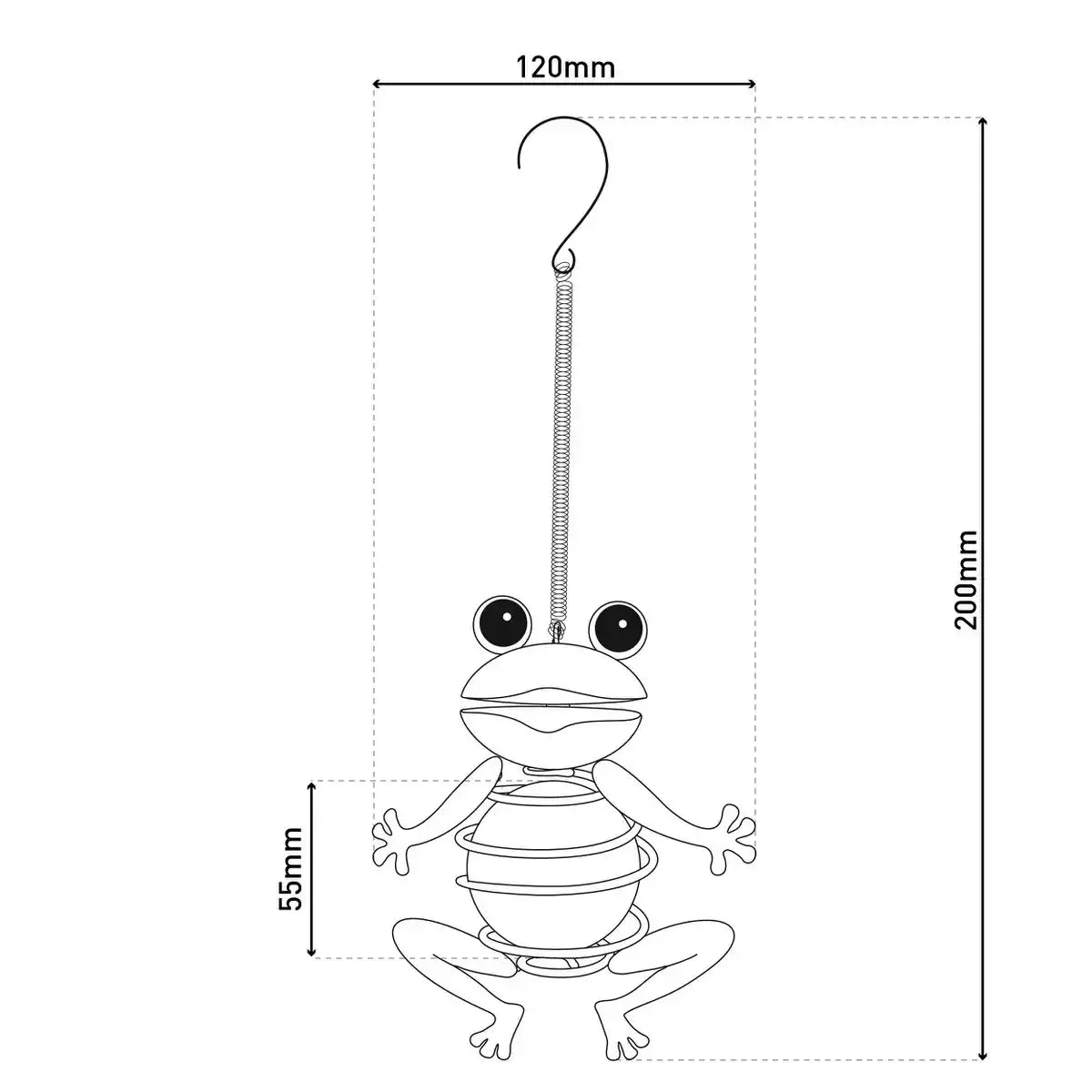 2er Set Solar-Deko-Hängeleuchte "Frosch" ca. 20 cm hoch, aus bemaltem Eisen, inkl. Dämmerungssensor;