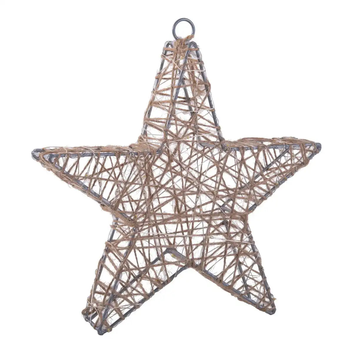 2er-Set LED-Weihnachtsdeko "Metallstern" Ø 25 cm - Weihnachtsdeko aus Metall und Textil in natur, mit fest verbauten LEDs