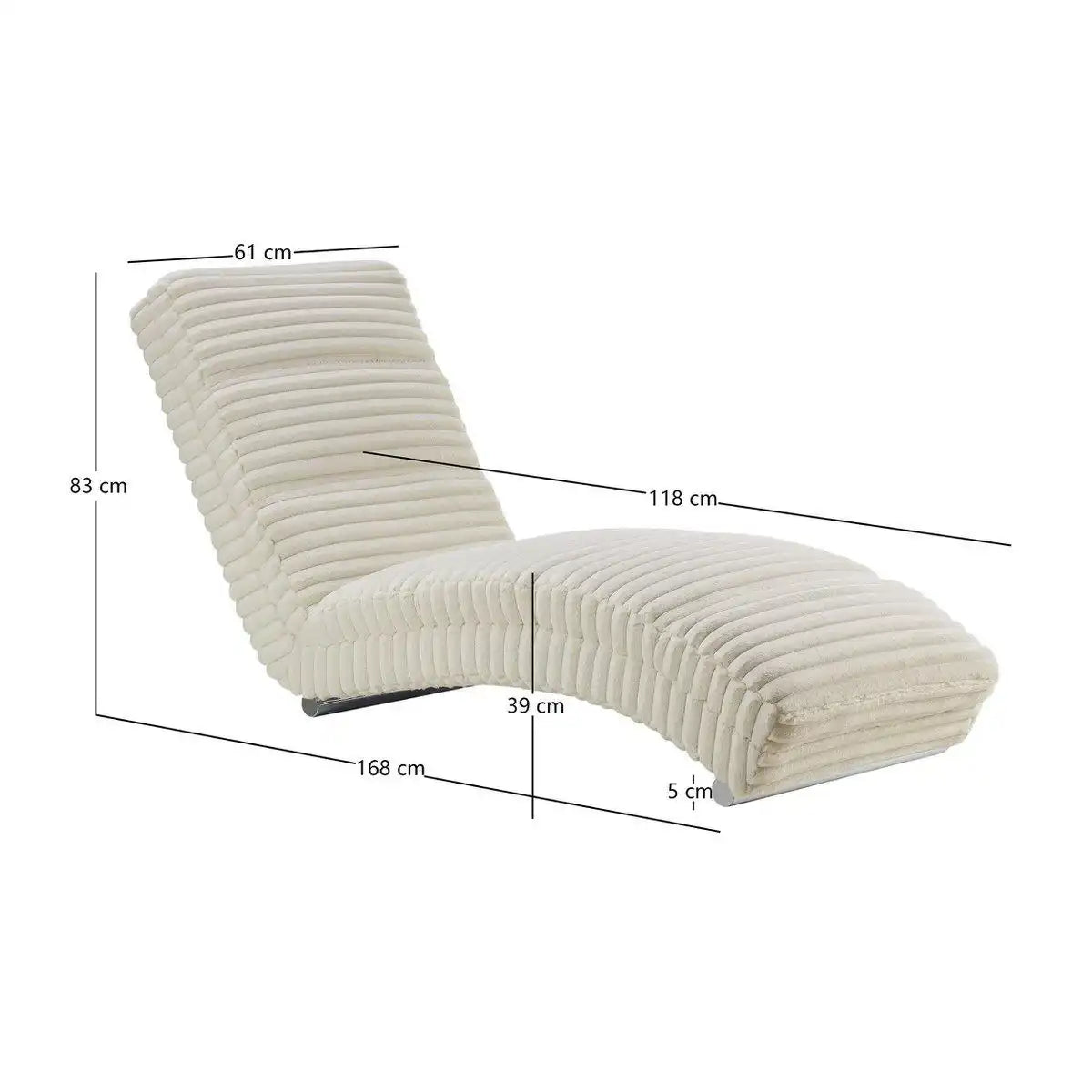 Chaiselongue Plüsch-Cord Beige - HomeDesign Knaus