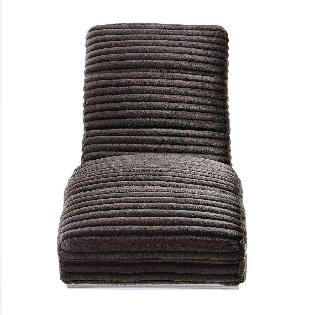 Chaiselongue Plüsch-Cord Schwarz - HomeDesign Knaus