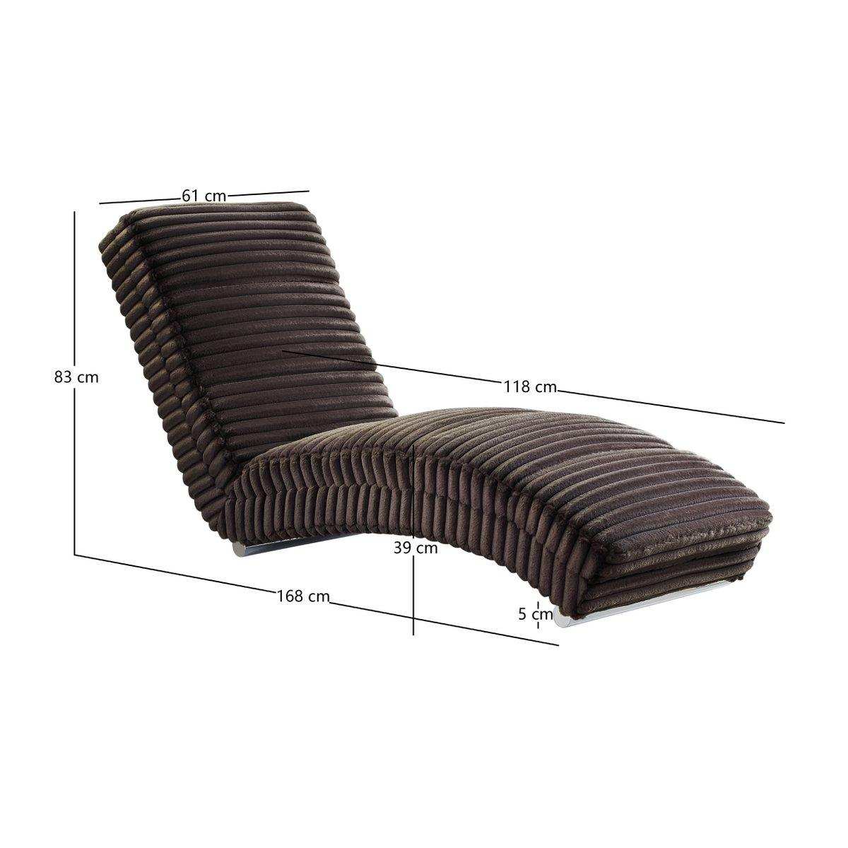 Chaiselongue Plüsch-Cord Schwarz - HomeDesign Knaus