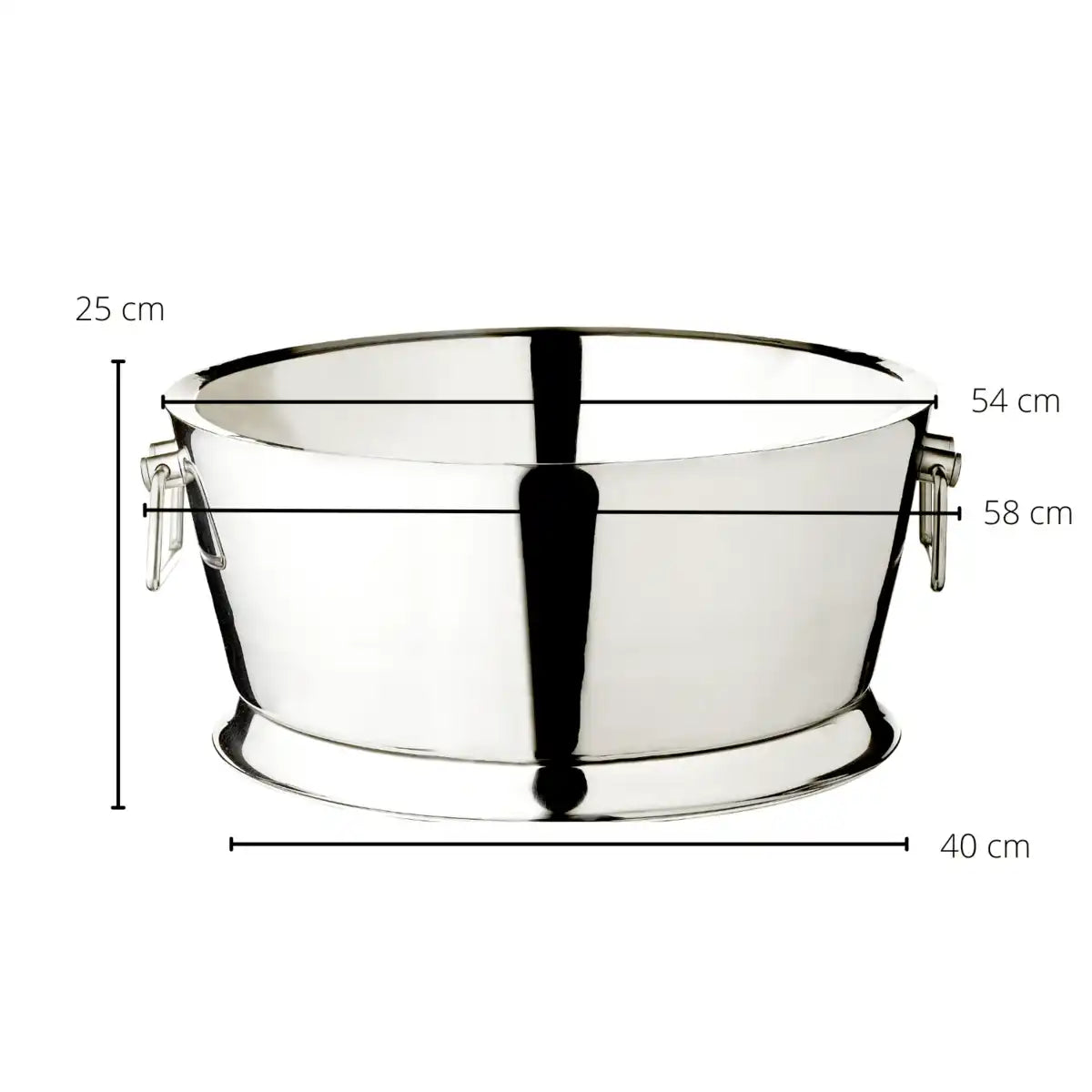 Champagnerkühler Michigan mit Griffen, Edelstahl hochglanzpoliert, doppelwandig, ø 53 cm, H 24 cm - HomeDesign Knaus