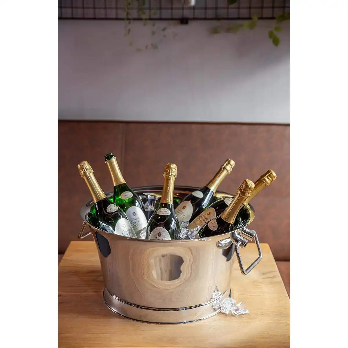 Champagnerkühler Samu, doppelwandig, mit Tragegriffen, Edelstahl hochglanzpoliert, H 25 cm, ø 48 cm - HomeDesign Knaus