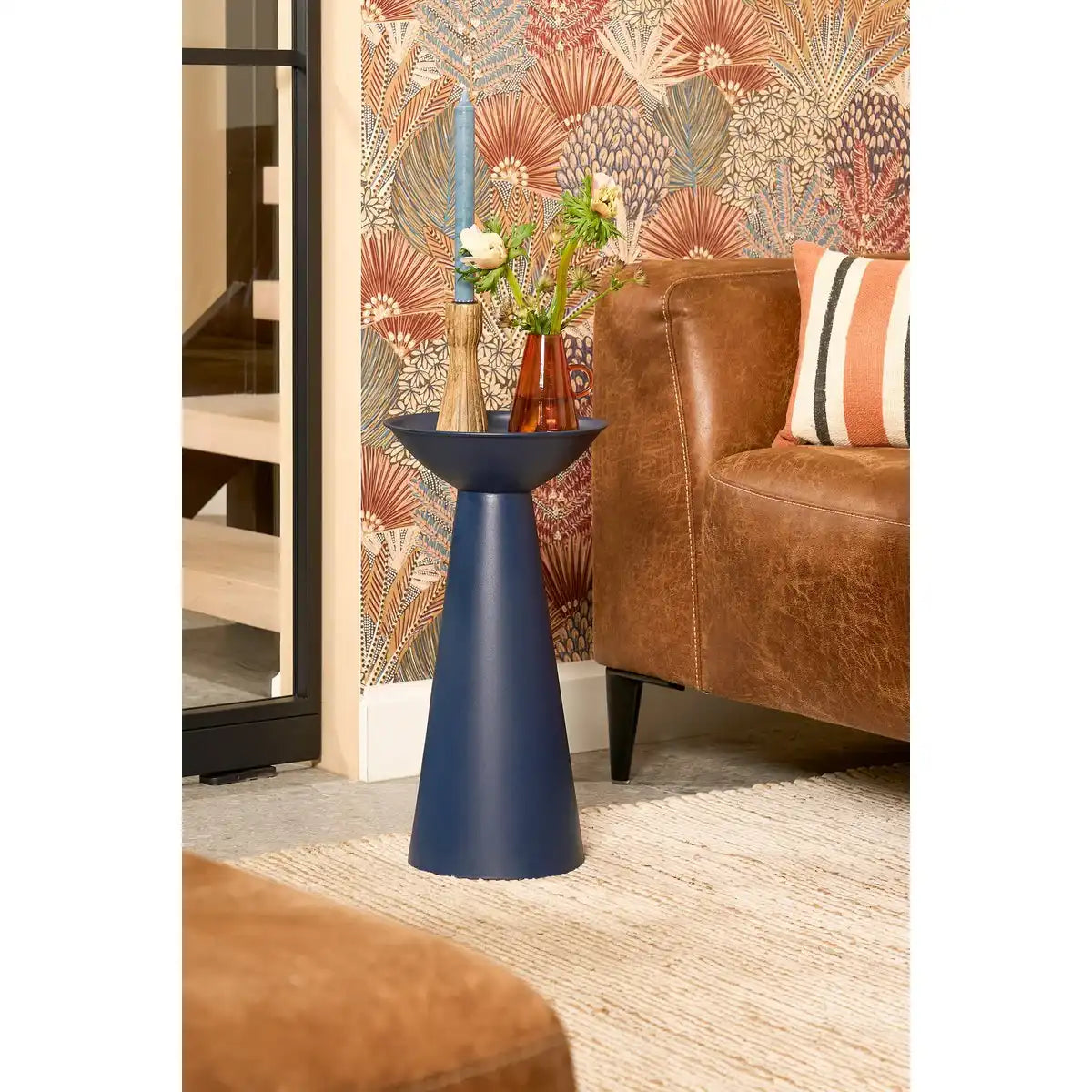Chiel Side Table - H49 x Ø25 cm - FSC 100% - Metall - Dunkelblau - HomeDesign Knaus