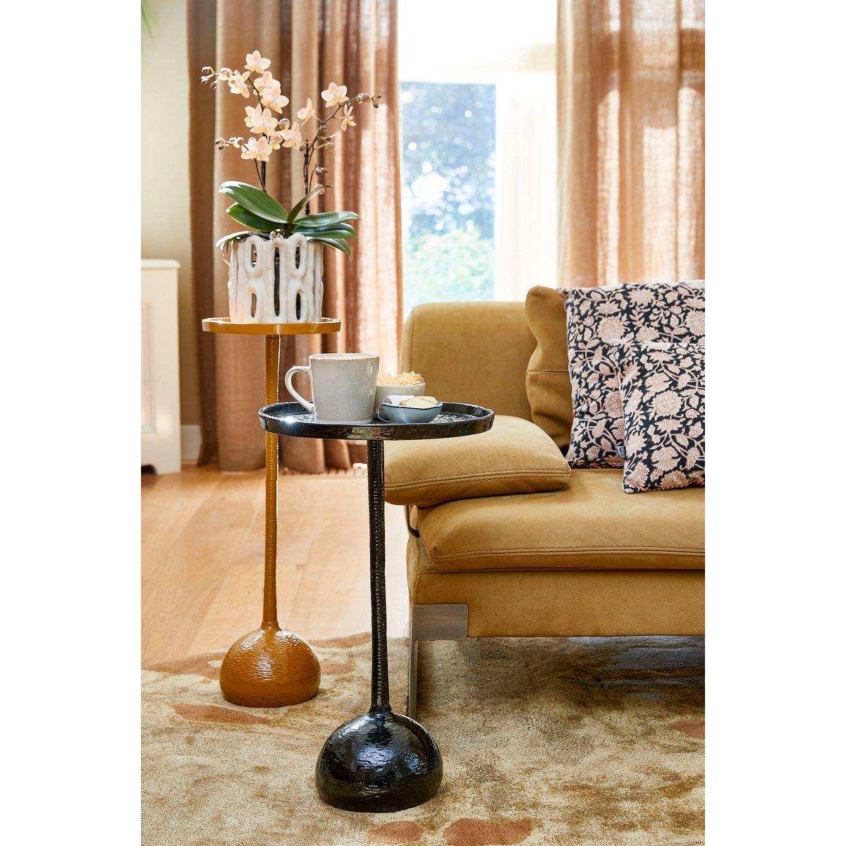 Colin Beistelltisch – H58 x Ø34 cm – Recyceltes Aluminium – 100 % FSC – Schwarz - HomeDesign Knaus
