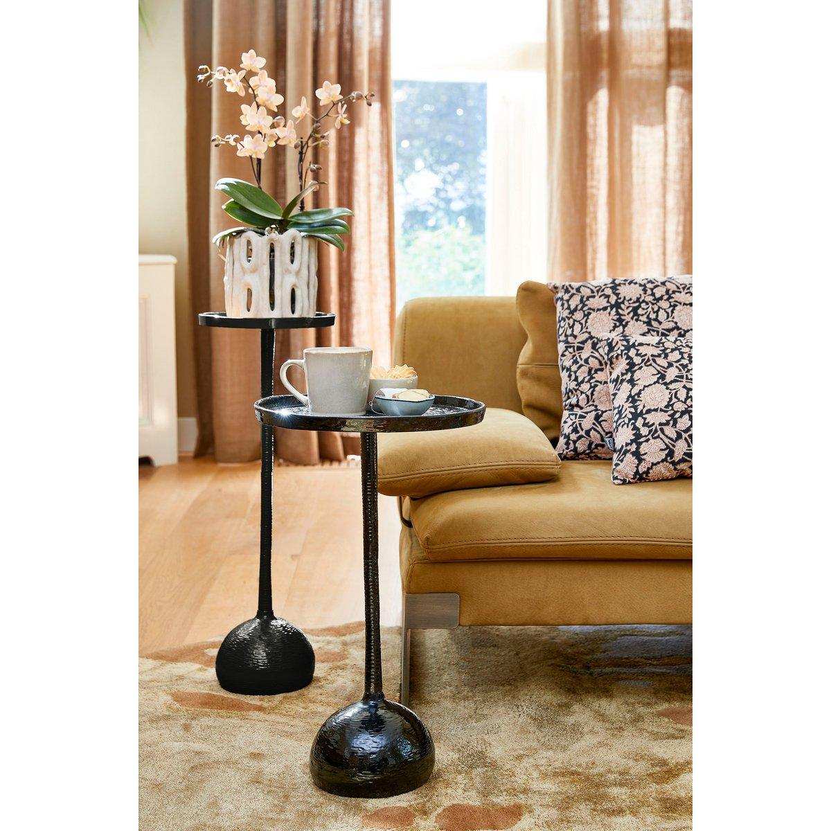 Colin Beistelltisch – H68 x Ø24 cm – Recyceltes Aluminium – 100 % FSC – Schwarz - HomeDesign Knaus