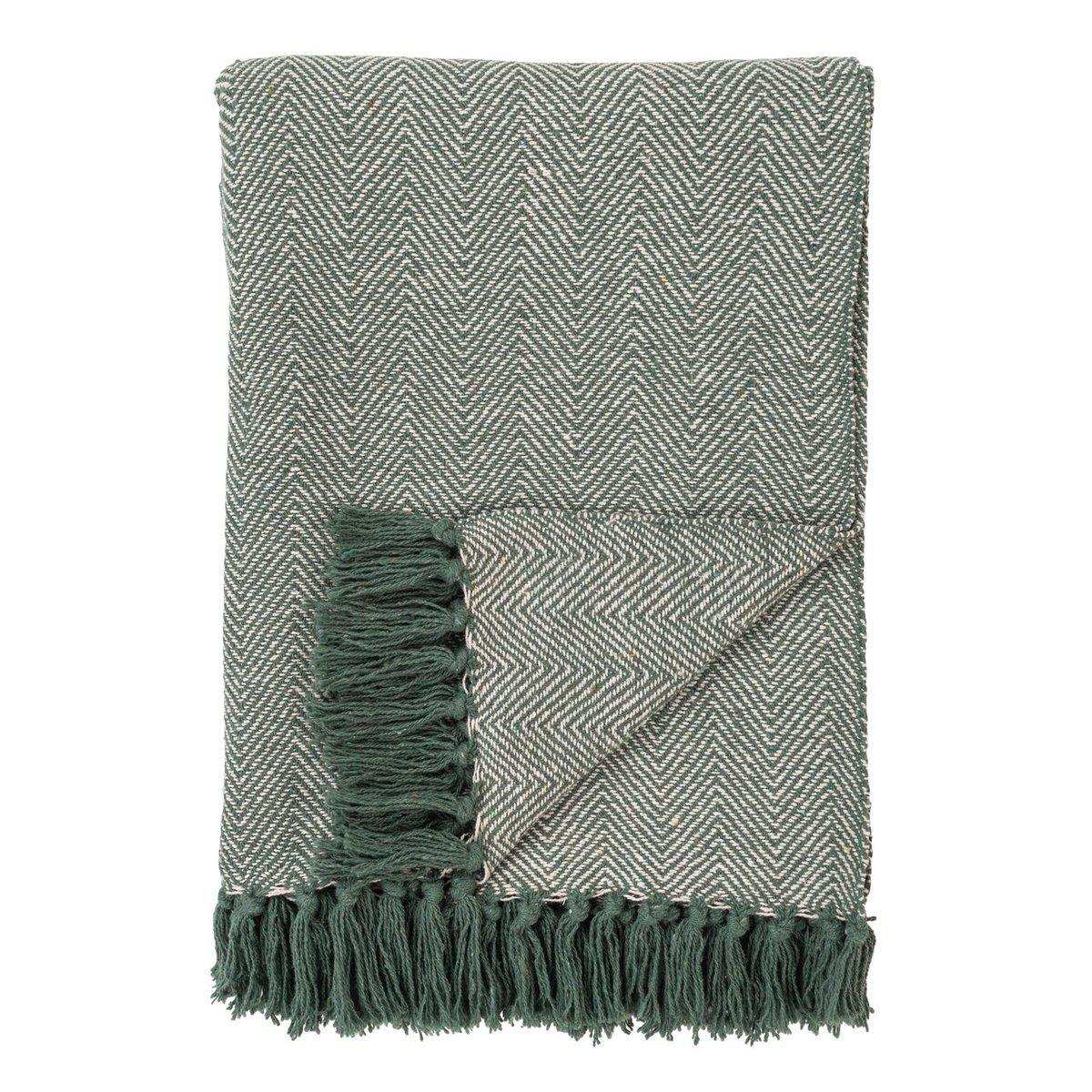Cort Plaid – 100 % recycelte Baumwolle, Grün/Weiß – 130 x 160 cm - HomeDesign Knaus