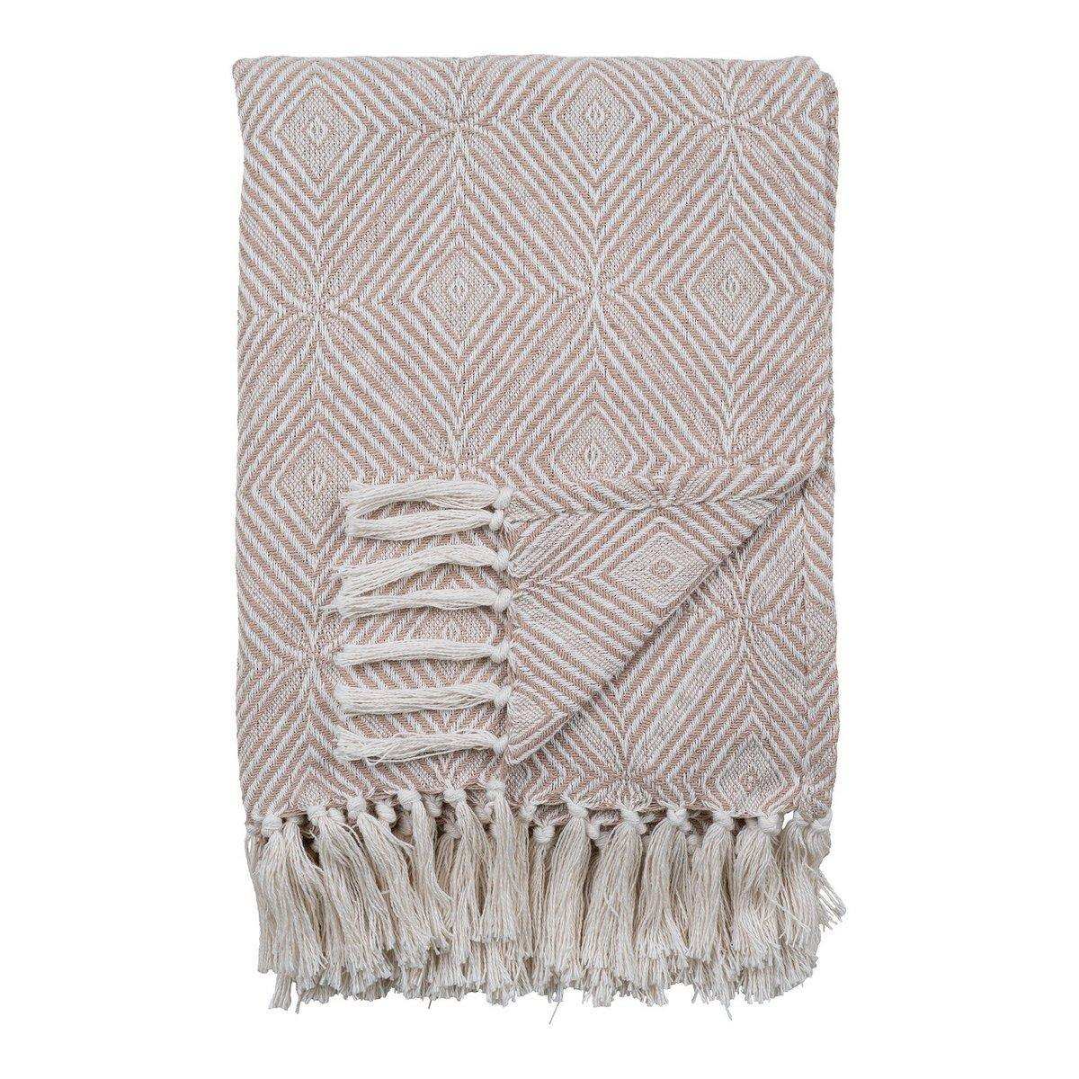 Cort Plaid – Plaid aus Baumwolle, Elfenbein/Beige, Design B, 130 x 160 cm - HomeDesign Knaus