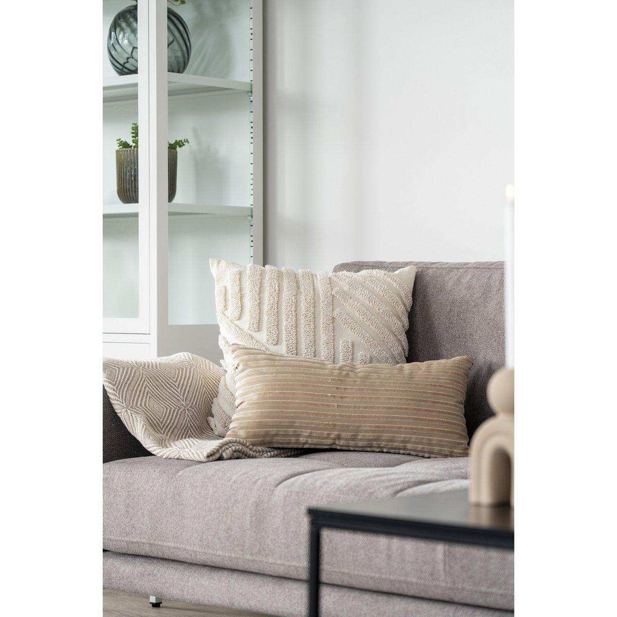 Cort Plaid – Plaid aus Baumwolle, Elfenbein/Beige, Design B, 130 x 160 cm - HomeDesign Knaus