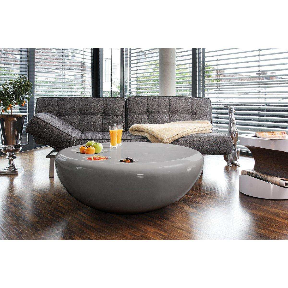 Couchtisch 100 cm rund grau Fiberglas - HomeDesign Knaus