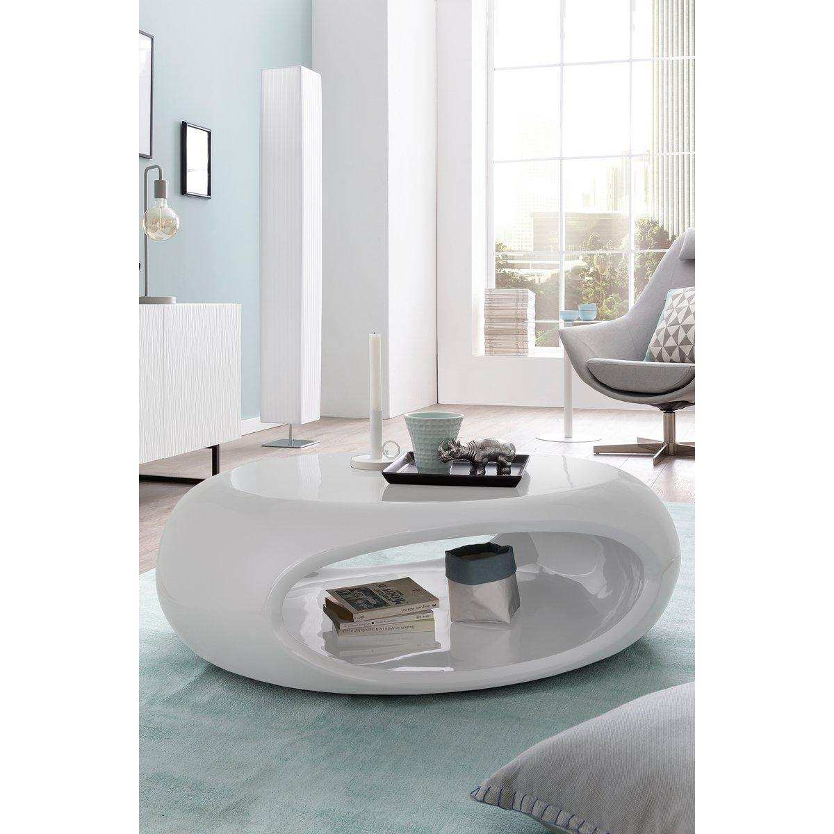 Couchtisch 100x70x32 cm weiß Fiberglas - HomeDesign Knaus