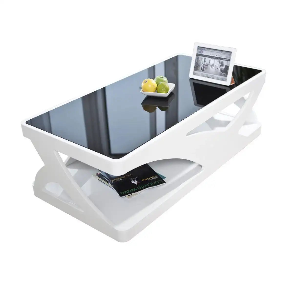 Couchtisch 120x60x38 cm weiß/schwarz - HomeDesign Knaus