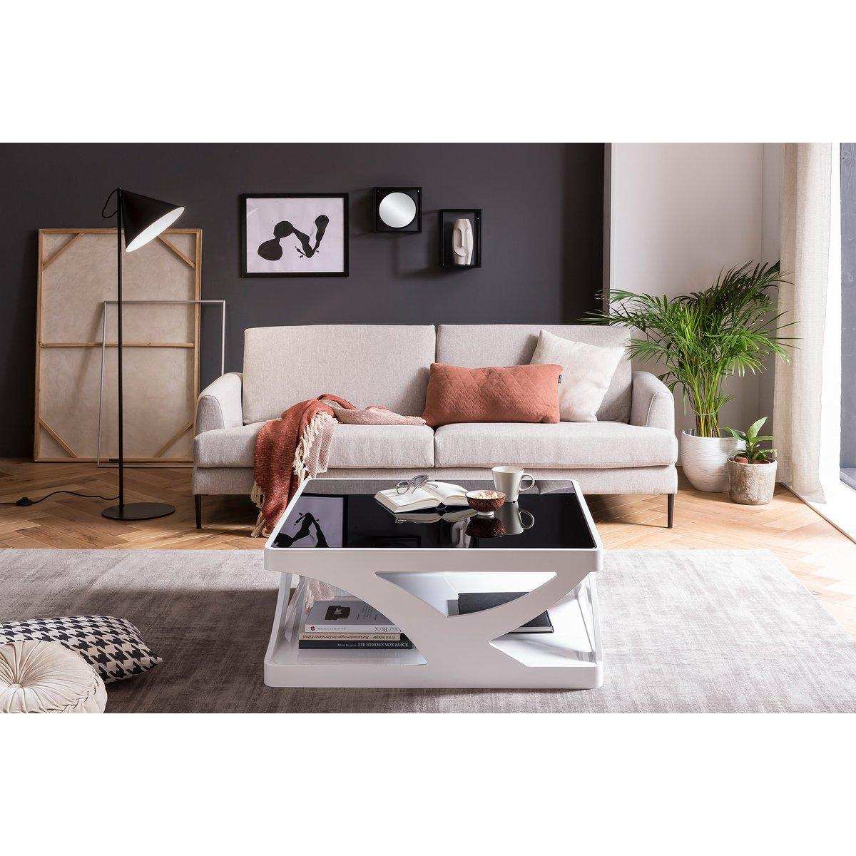 Couchtisch 90x90 cm weiß/schwarz - HomeDesign Knaus