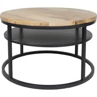 Couchtisch Delhi Schwarzes Mangoholz Rund 70 cm - HomeDesign Knaus