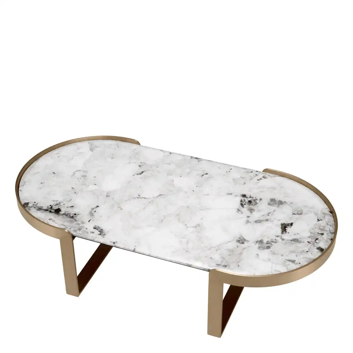 Couchtisch Gebürstet Messingfinish Barcelona Marmor 120 cm - HomeDesign Knaus