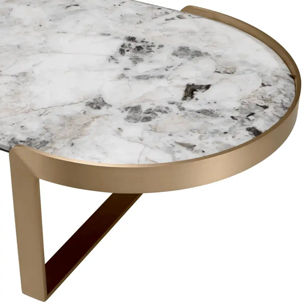 Couchtisch Gebürstet Messingfinish Barcelona Marmor 120 cm - HomeDesign Knaus