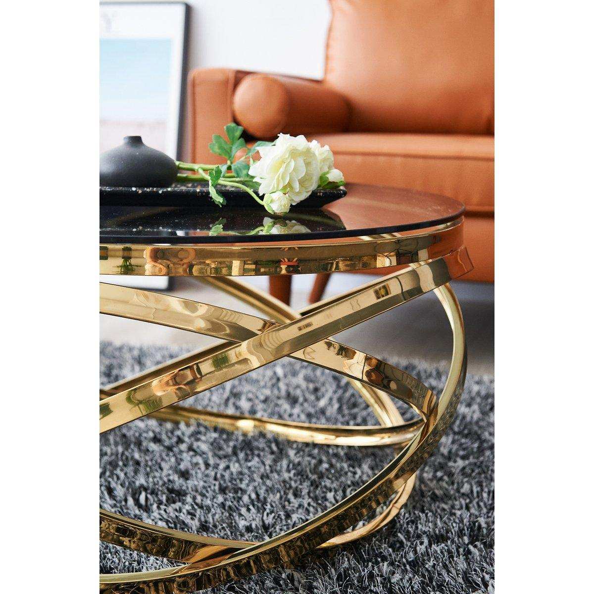 Couchtisch Gold/Grau Ø 80 cm - HomeDesign Knaus