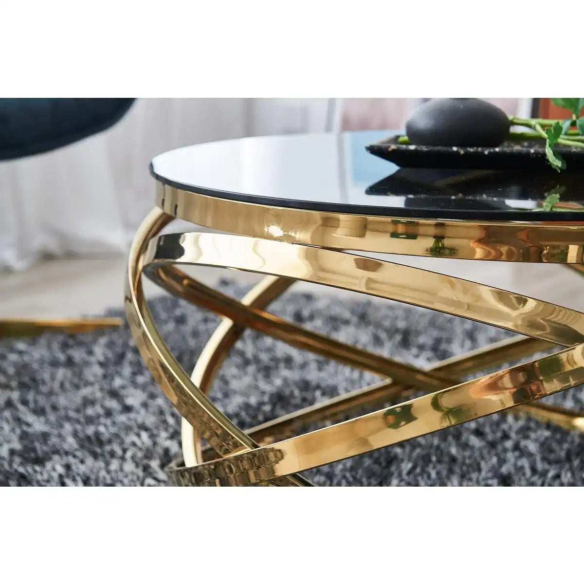 Couchtisch Gold/Grau Ø 80 cm - HomeDesign Knaus
